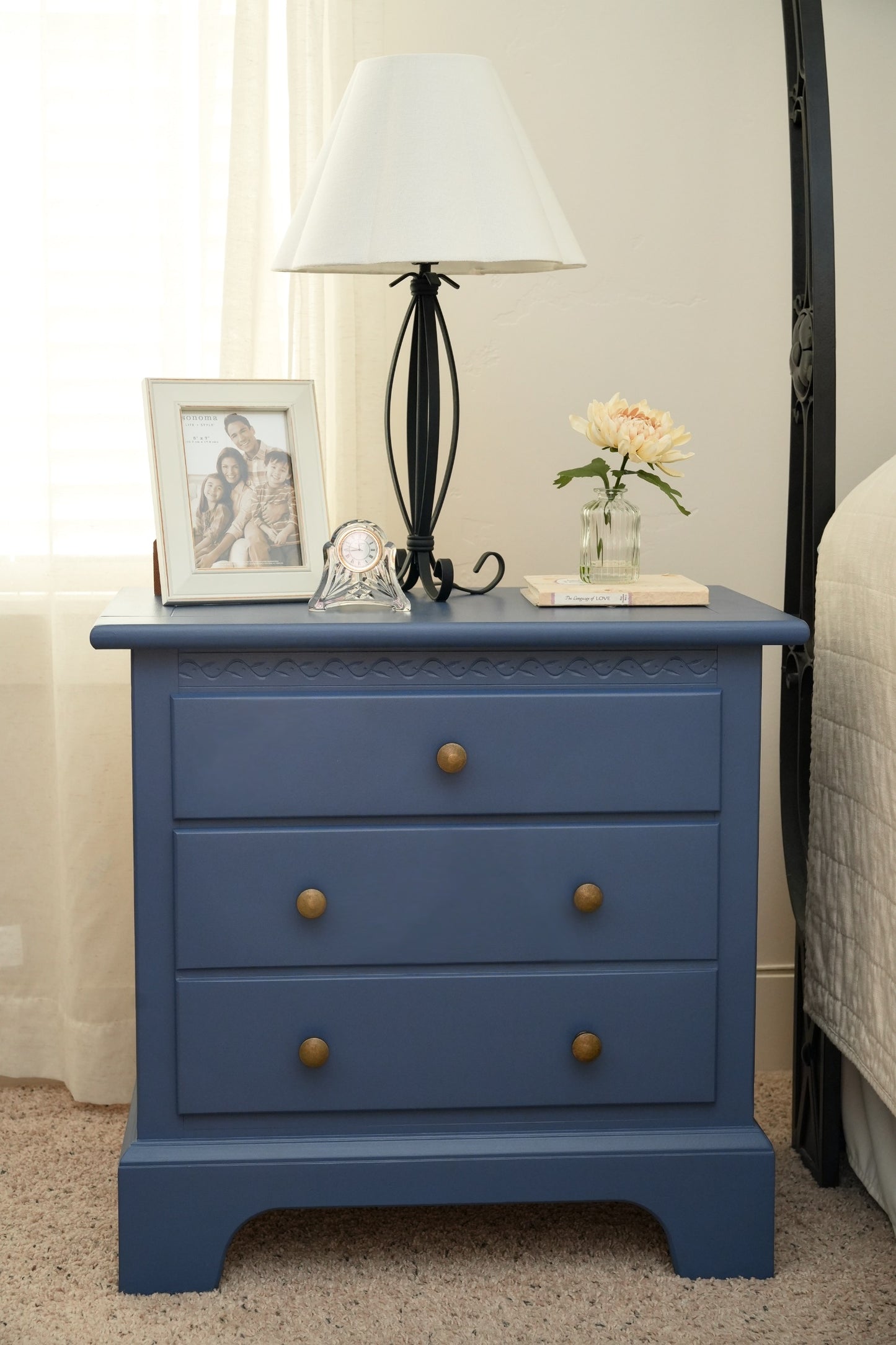 Slate Blue Wood Nightstand