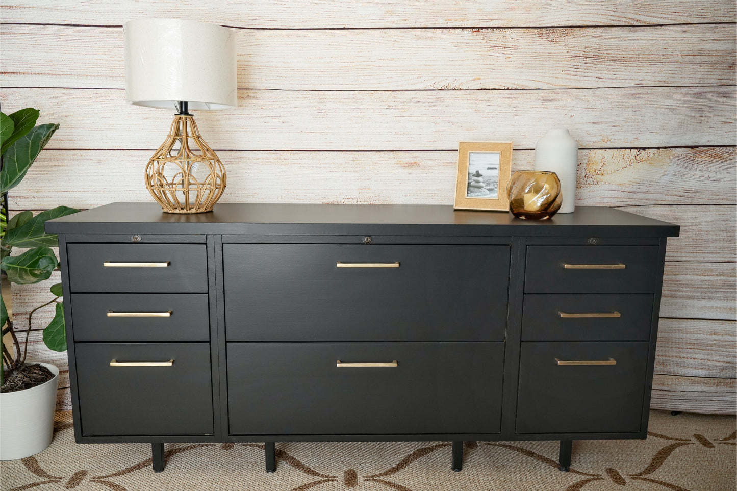 Mid-Century Modern Black Media Console/Sideboard/Dresser
