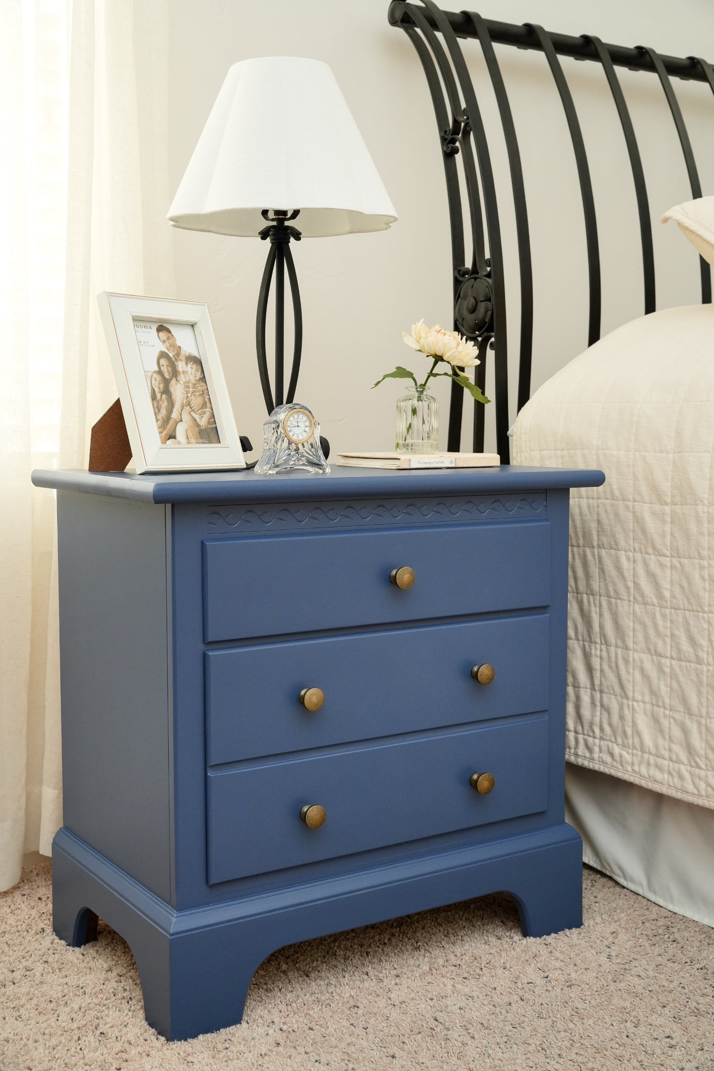 Slate Blue Wood Nightstand