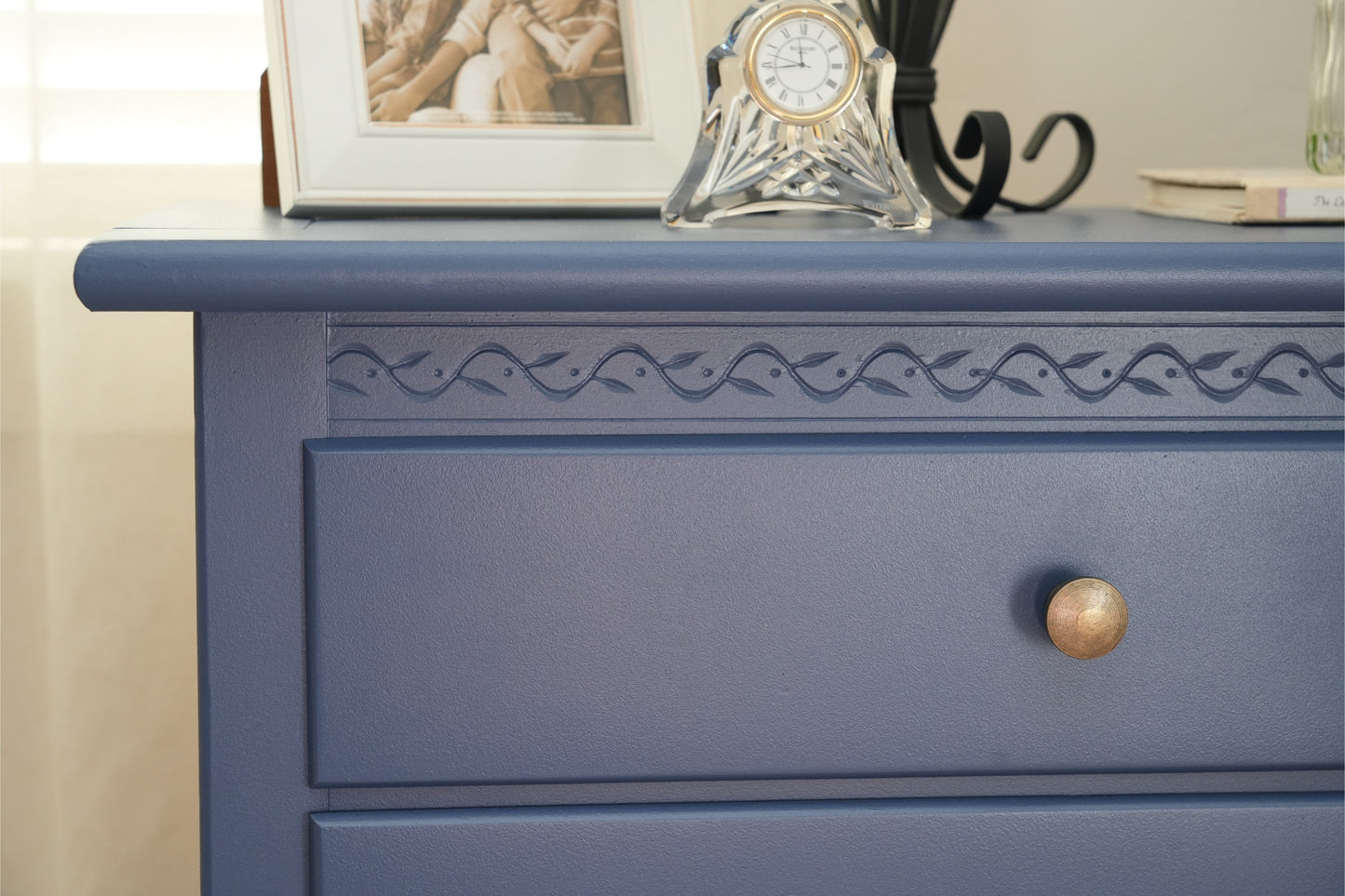 Slate Blue Wood Nightstand