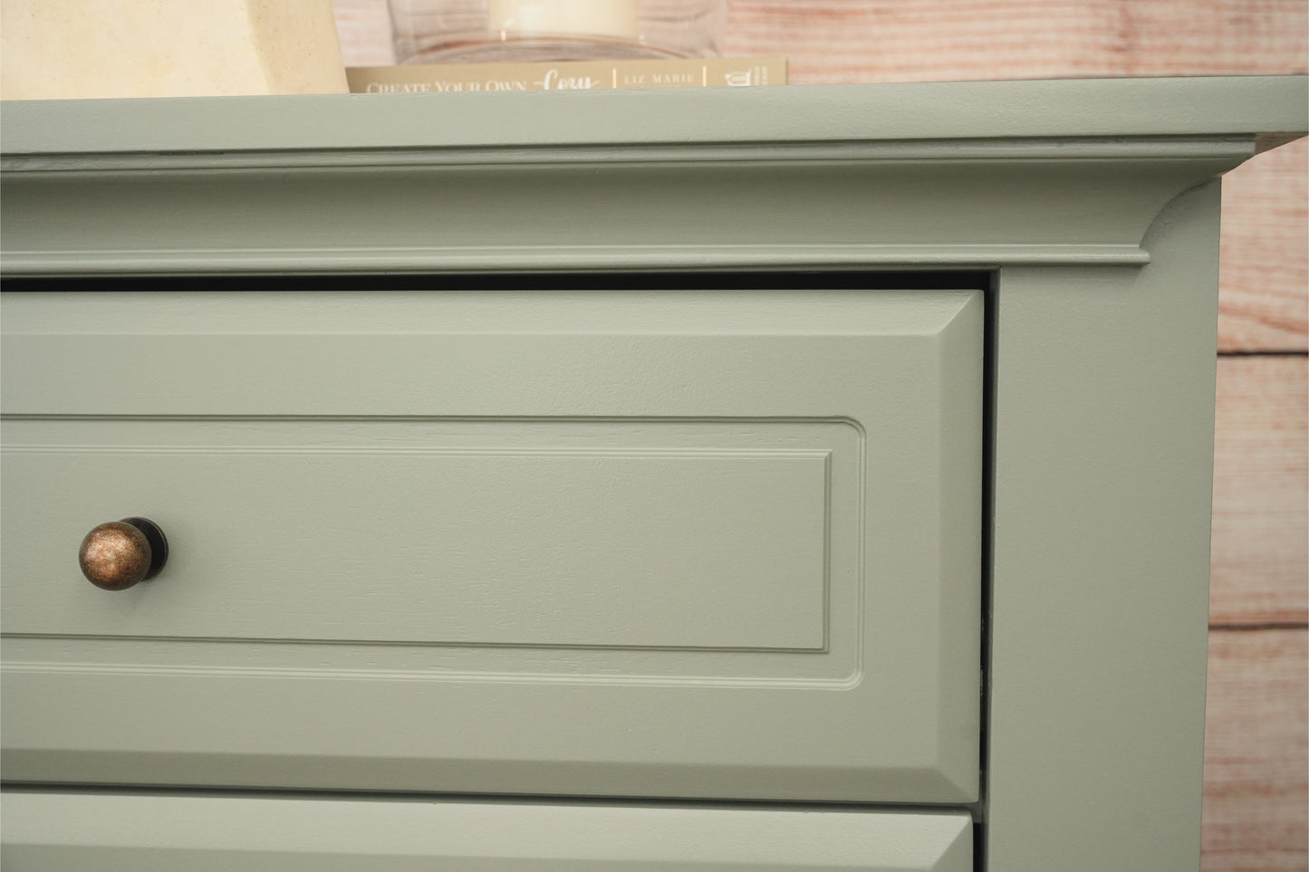 High Quality Wood Sage Green Wide Dresser