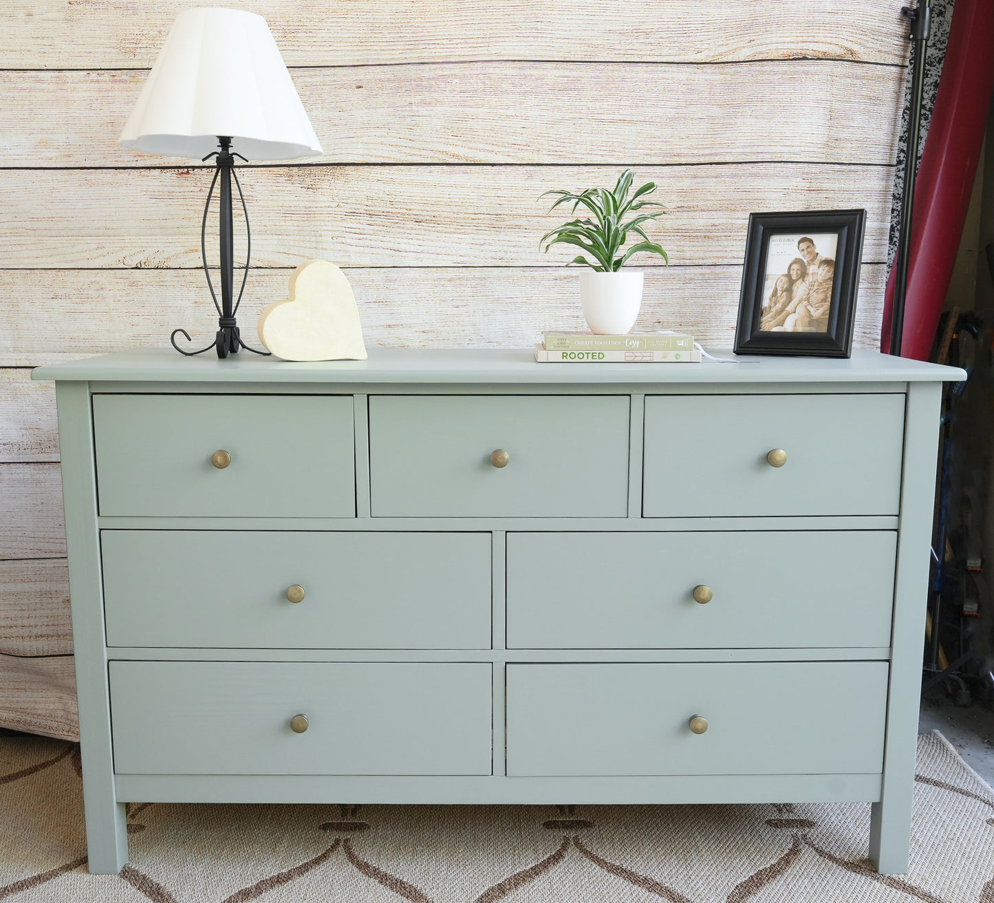 Solid Wood Sage Green 54" Wide Dresser