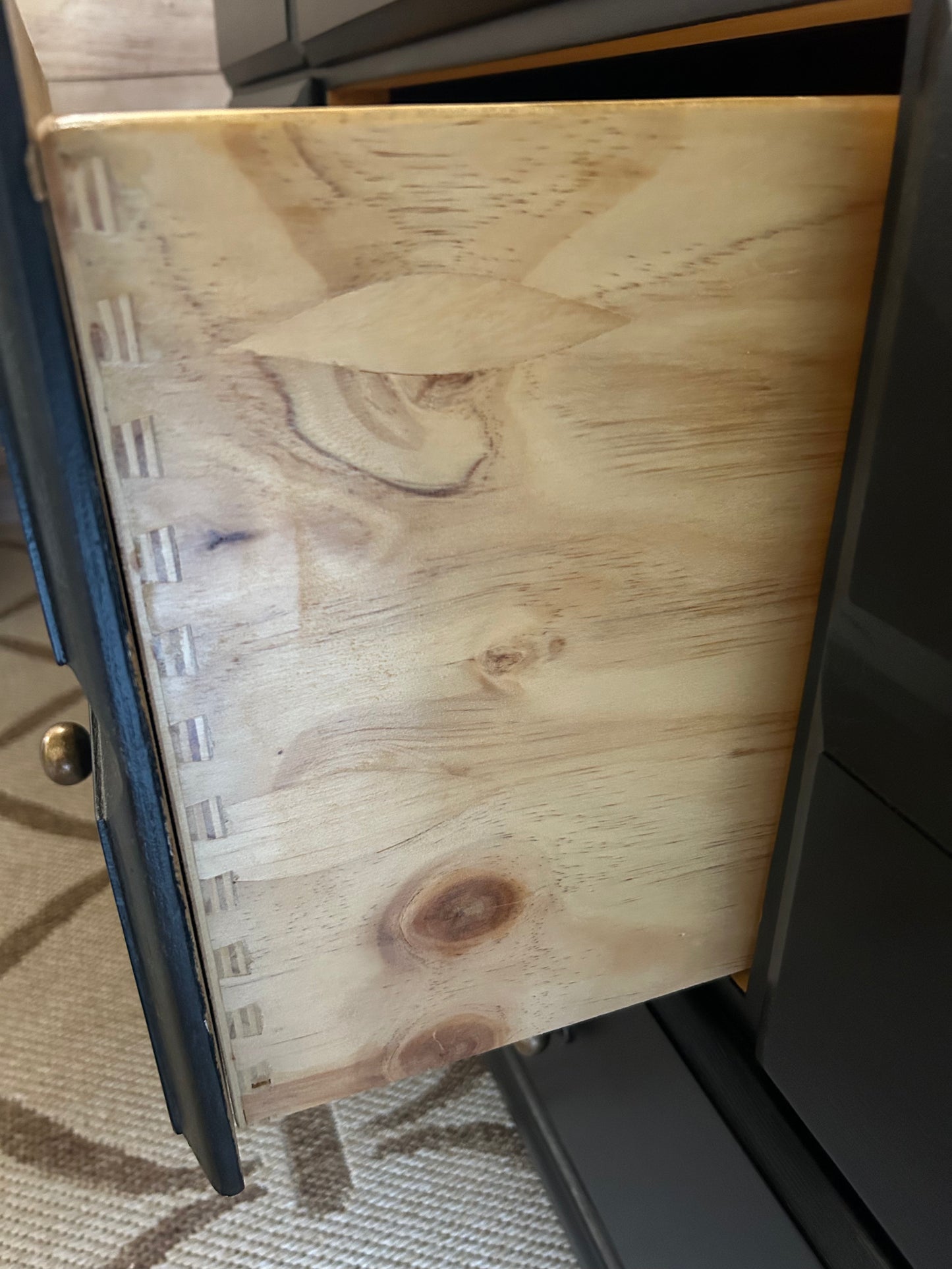 Black Solid Wood Wide Dresser and Nightstand
