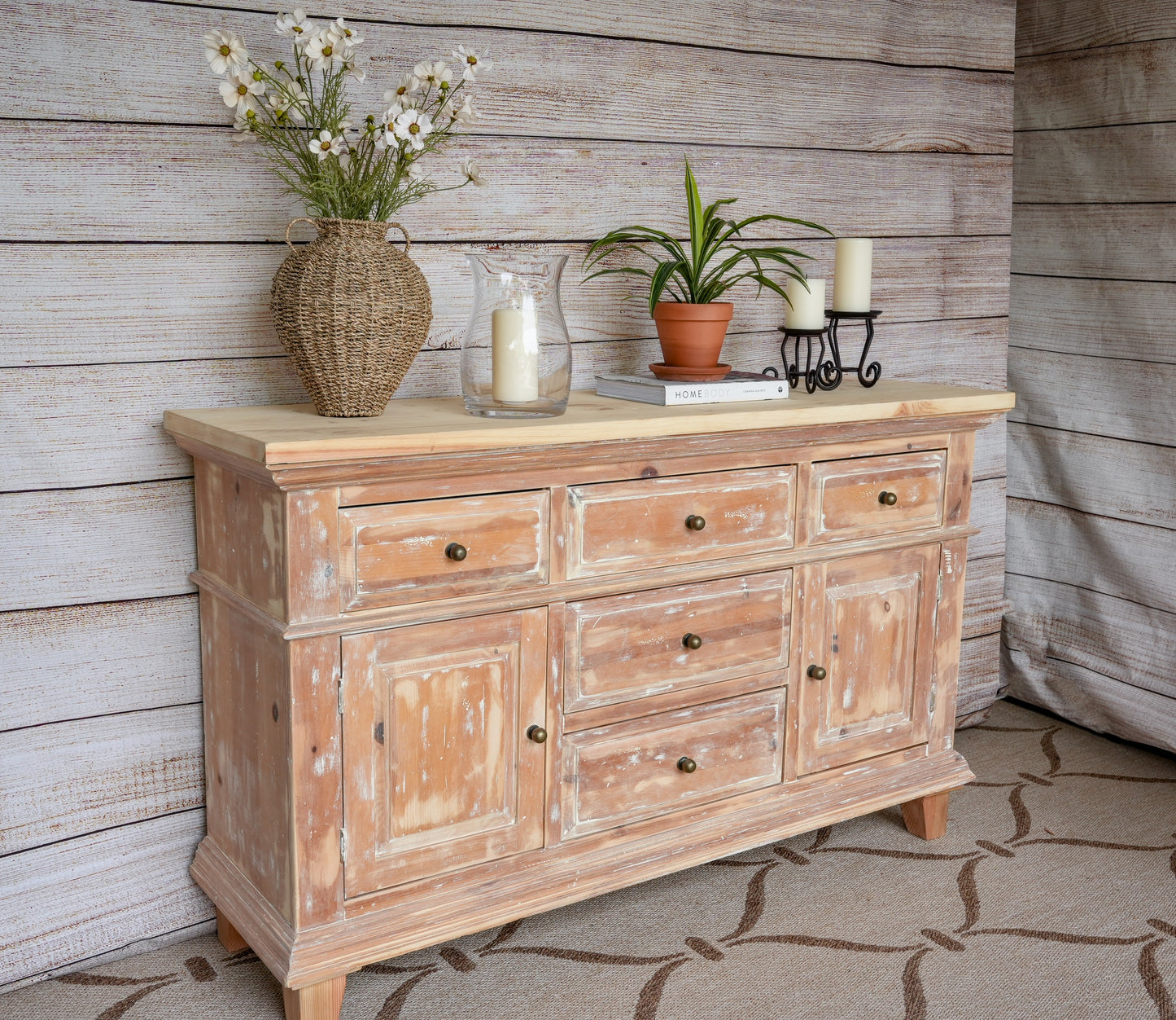 Solid Wood Distressed Buffet, Entryway Table, Coffee Bar