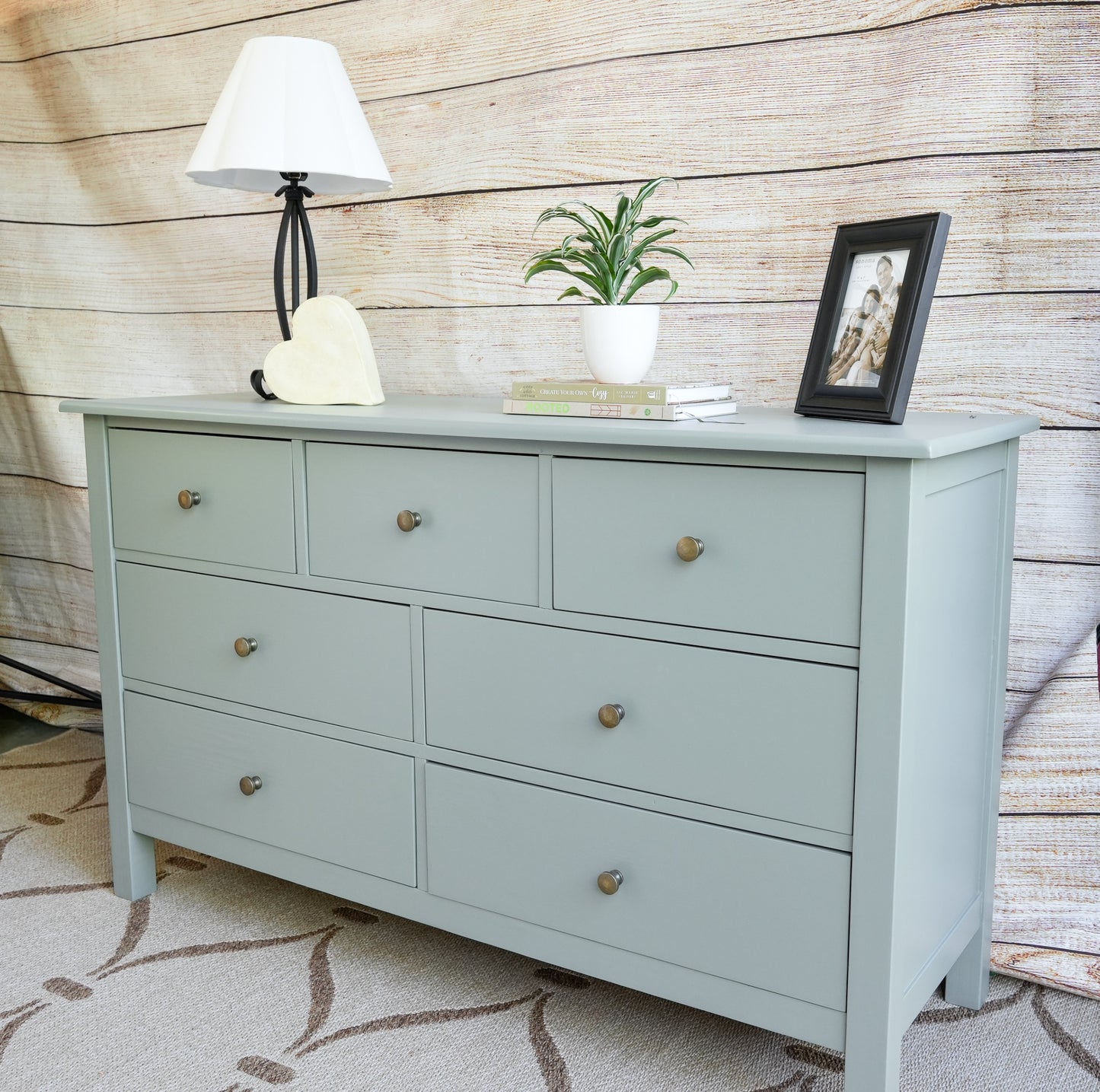 Solid Wood Sage Green 54" Wide Dresser