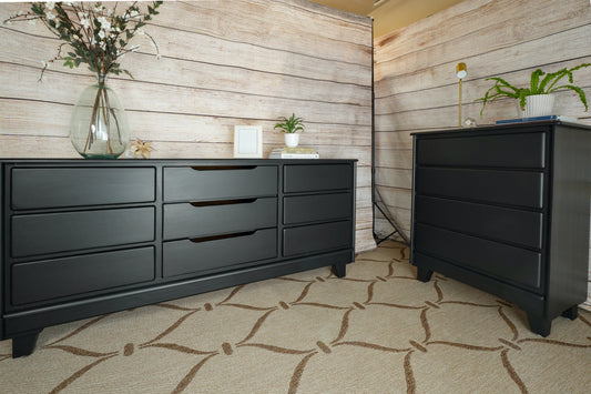 Solid Wood Black Dresser Set