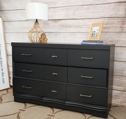 Wood Black MCM Wide Dresser