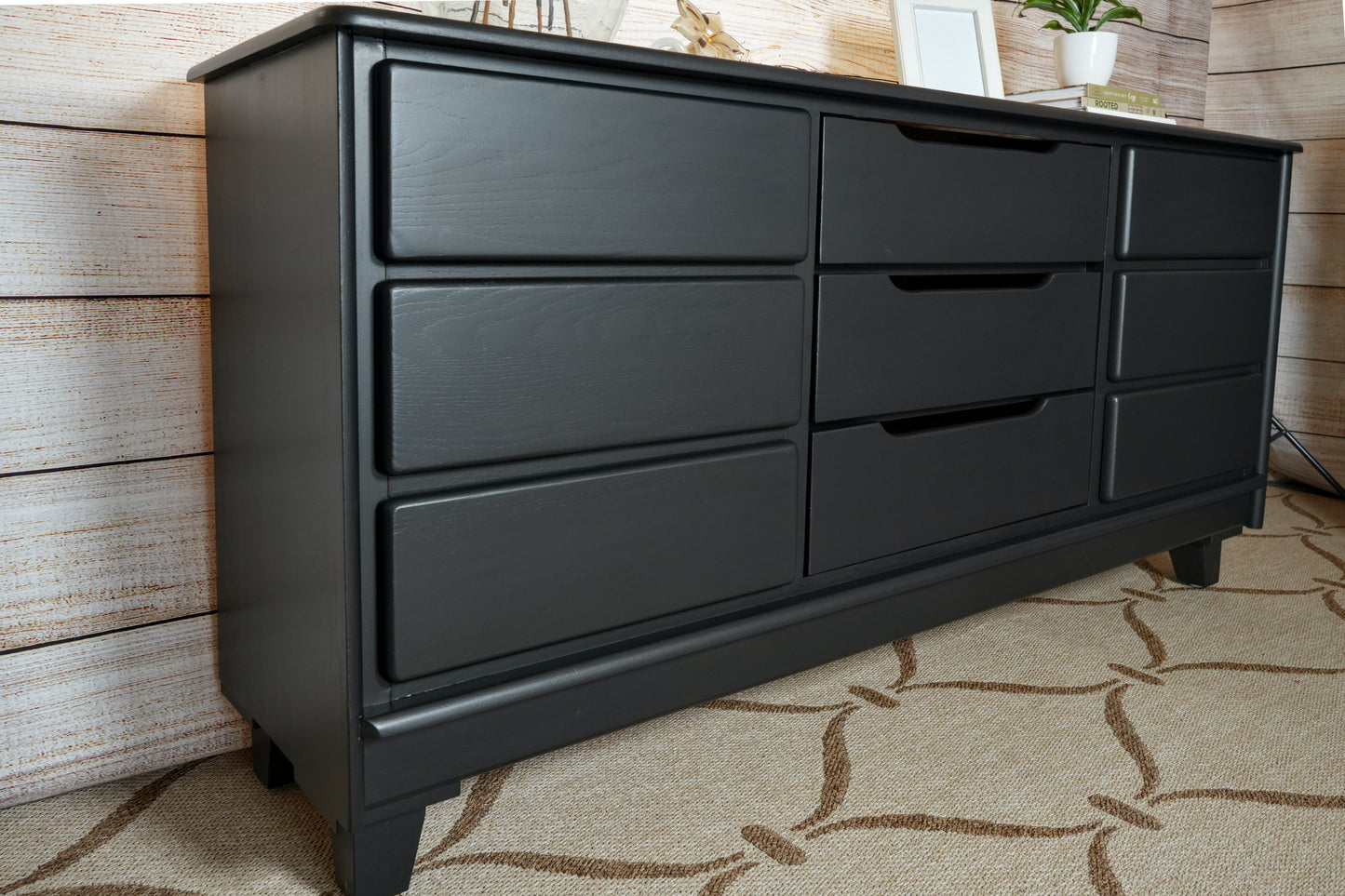 Solid Wood Black Dresser Set